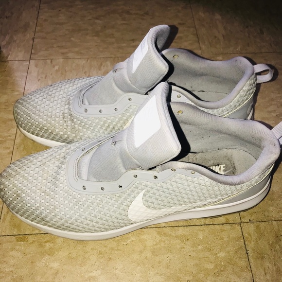 white and grey nike shoes